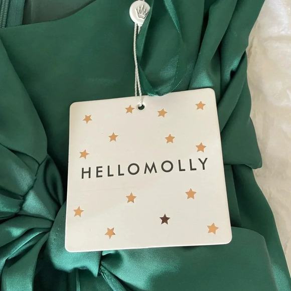 Hello Molly green satin wrap dress in forest green - Picture 5 of 12
